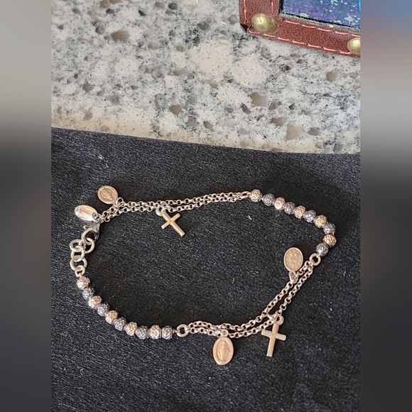 Italian .925 Sterling Silver Rosary Bracelet - Picture 6 of 6